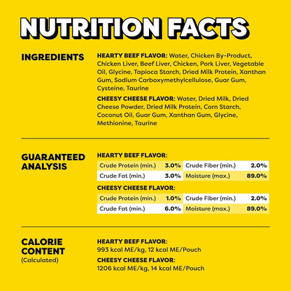 Creamy Puree with Beef Liver and Cheese, Variety Pack of Lickable, Squeezable Cat Treats, 0.42 Oz Pouches, 24 Count